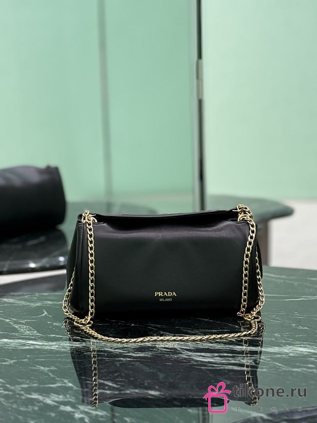 Prada Small Tumulte Nappa Leather Bag 1BD395 Black - 24×13×13cm - 1