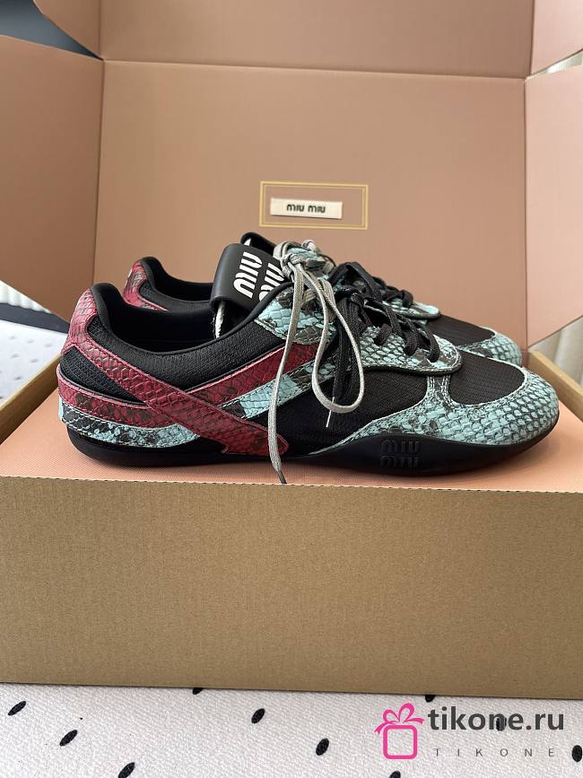 Miumiu Gymnasium Technical Fabric and Python Low Top Sneakers 20319 - 1