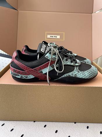 Miumiu Gymnasium Technical Fabric and Python Low Top Sneakers 20319