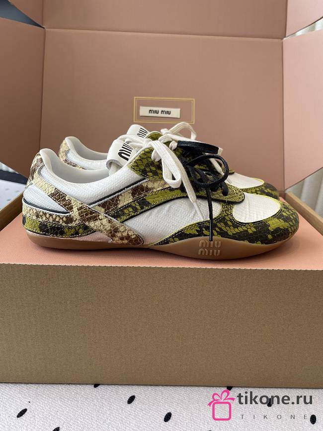 Miumiu Gymnasium Technical Fabric and Python Low Top Sneakers 20320 - 1
