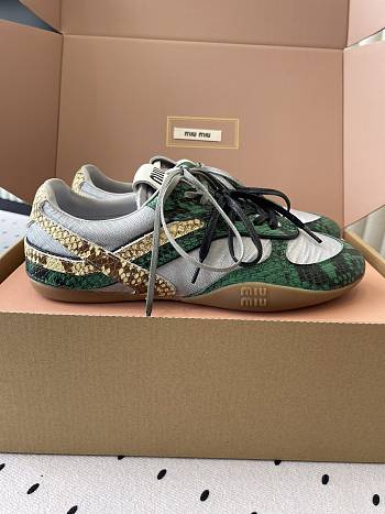 Miumiu Gymnasium Technical Fabric and Python Low Top Sneakers 20321