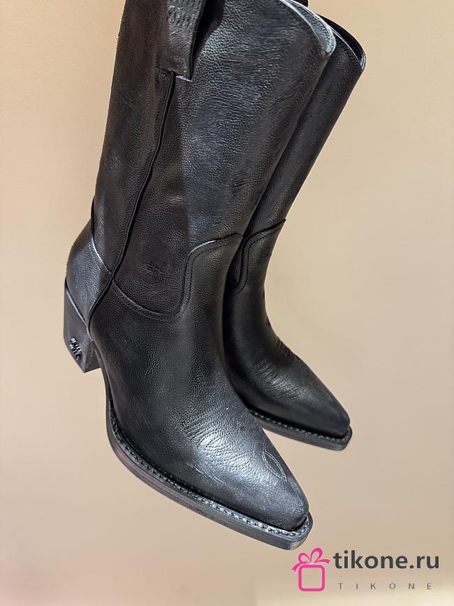 Miumiu 60mm Embroidered Leather Cowboy Boots Black - 1