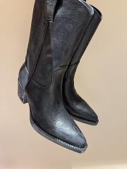 Miumiu 60mm Embroidered Leather Cowboy Boots Black - 1