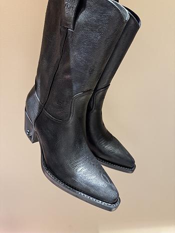 Miumiu 60mm Embroidered Leather Cowboy Boots Black