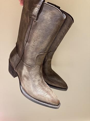 Miumiu 60mm Embroidered Leather Cowboy Boots Brown