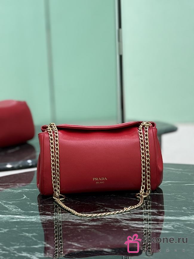 Prada Small Tumulte Nappa Leather Bag 1BD395 Red - 24×13×13cm - 1