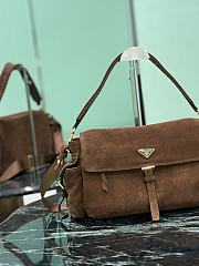 Prada Explore Large Suede Shoulder Bag With Flap Brown 1BD391 - 37.5x19x12cm - 6