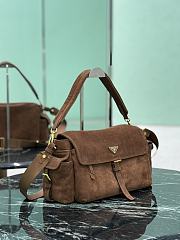 Prada Explore Large Suede Shoulder Bag With Flap Brown 1BD391 - 37.5x19x12cm - 4