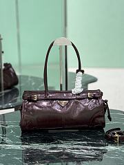 Prada Bonnie Medium Leather Handbag 1BA426 Burgundy - 32x15.5x12cm - 1