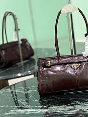 Prada Bonnie Medium Leather Handbag 1BA426 Burgundy - 32x15.5x12cm - 6