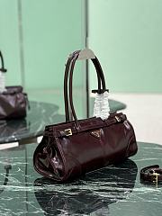 Prada Bonnie Medium Leather Handbag 1BA426 Burgundy - 32x15.5x12cm - 5