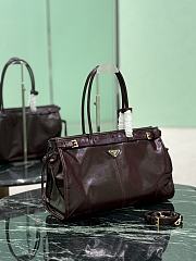 Prada Bonnie Large Leather Handbag 1BA433 Burgundy - 38x24x12cm - 5