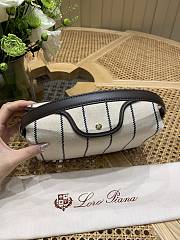 Loro Piana Travel Pouch Cotton Blue/Ecru/Dark Chocolate/Sun Gold - 22x7.5x15cm - 4