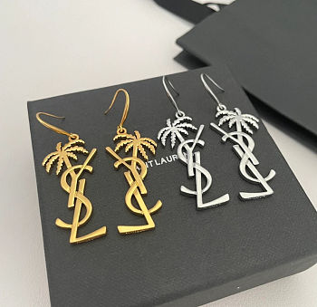 YSL Cassandre Palm Tree Earrings in Gold 