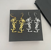 YSL Cassandre Palm Tree Earrings in Gold  - 4