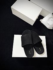 The Row Hugh Slide Black in Suede  - 6