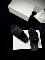 The Row Hugh Slide Black in Suede  - 3