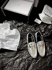 YSL Le Loafer Supple In Eel Silver - 5