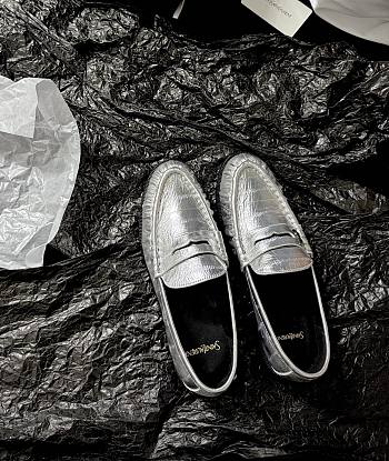 YSL Le Loafer Supple In Eel Silver