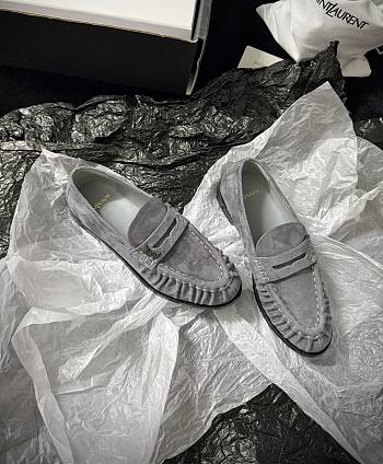 YSL Le Loafer Supple In Suede Gray