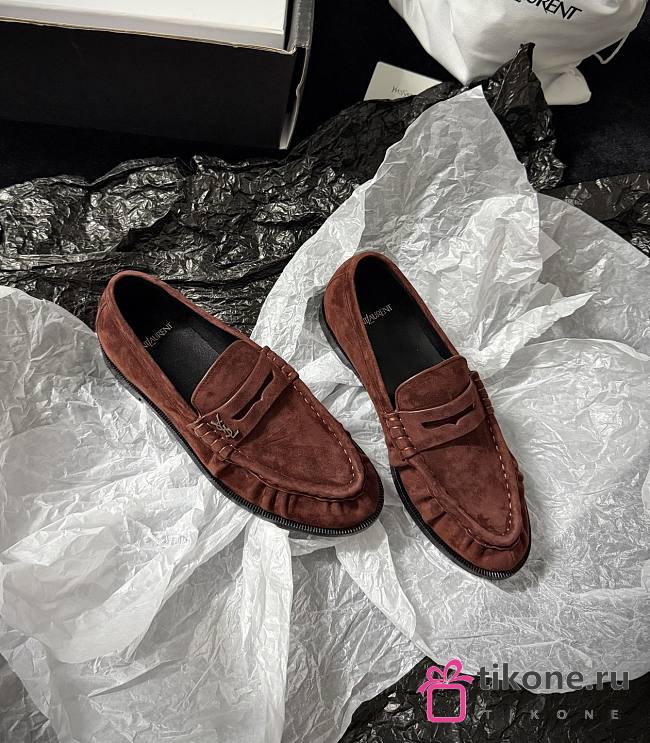 YSL Le Loafer Supple In Suede Brown - 1