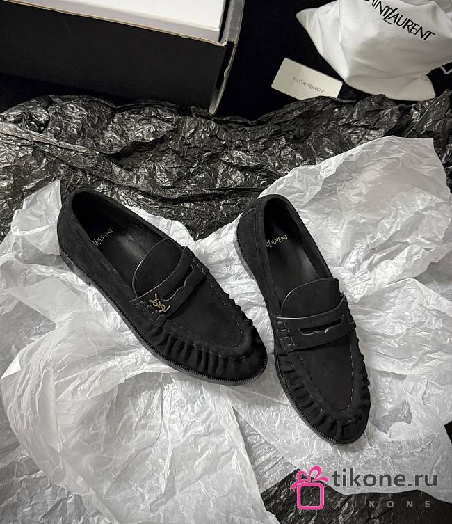 YSL Le Loafer Supple In Suede Black - 1