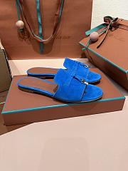 Loro Piana Summer Charms Sandal Suede Goatskin Blue - 2