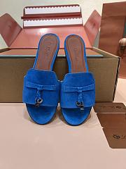 Loro Piana Summer Charms Sandal Suede Goatskin Blue - 3