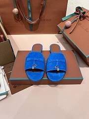 Loro Piana Summer Charms Sandal Suede Goatskin Blue - 5