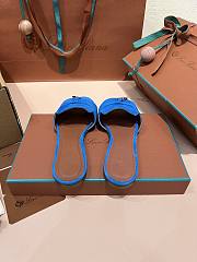 Loro Piana Summer Charms Sandal Suede Goatskin Blue - 6