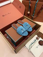 Loro Piana Summer Charms Sandal Suede Goatskin Light Blue - 1