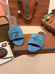 Loro Piana Summer Charms Sandal Suede Goatskin Light Blue - 6