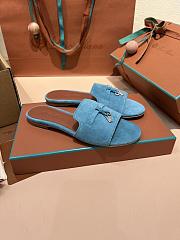 Loro Piana Summer Charms Sandal Suede Goatskin Light Blue - 3
