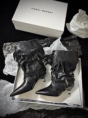 Isabel Marant Elten 45 Fringed Leather Boots In Black - 1