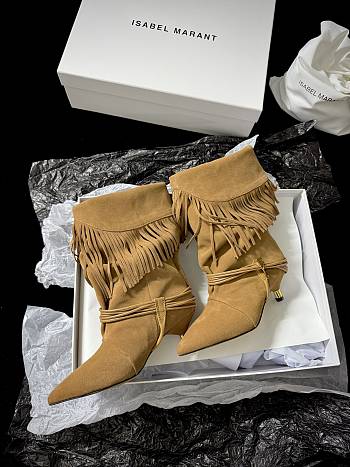 Isabel Marant Elten 45 Suede Leather Boots In Cognac