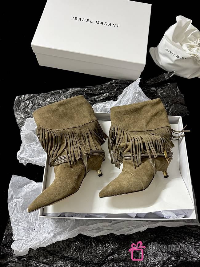Isabel Marant Elten 45 Suede Leather Boots In Dark Beige - 1