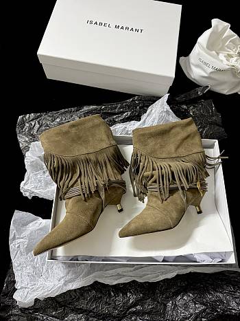 Isabel Marant Elten 45 Suede Leather Boots In Dark Beige