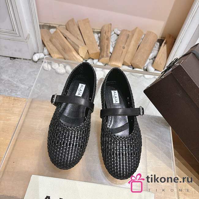 Alaia Ballet Flats In Knitted Lurex Black  - 1