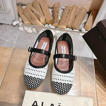 Alaia Ballet Flats In Knitted Lurex Black - White