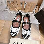 Alaia Ballet Flats In Knitted Lurex Black - White - 4
