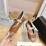 Alaia Ballet Flats In Knitted Lurex Gold - Brown - 5