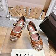 Alaia Ballet Flats In Knitted Lurex Gold - Brown - 2