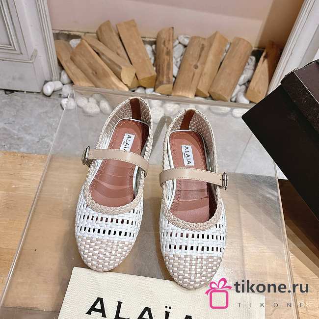 Alaia Ballet Flats In Knitted Lurex Beige - White - 1