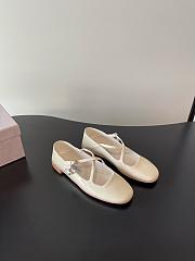 Jimmy Choo Eleri Ballerina White Patent Leather Ballerina Pump with Pearl Charm - 2