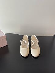 Jimmy Choo Eleri Ballerina White Patent Leather Ballerina Pump with Pearl Charm - 3