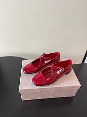 Jimmy Choo Eleri Ballerina Red Patent Leather Ballerina Pump with Pearl Charm - 2