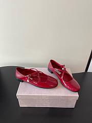 Jimmy Choo Eleri Ballerina Red Patent Leather Ballerina Pump with Pearl Charm - 3