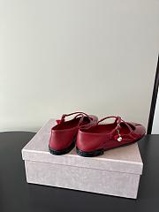Jimmy Choo Eleri Ballerina Red Patent Leather Ballerina Pump with Pearl Charm - 4