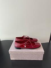 Jimmy Choo Eleri Ballerina Red Patent Leather Ballerina Pump with Pearl Charm - 6