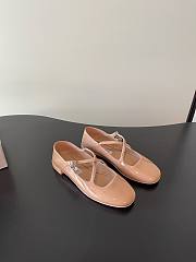 Jimmy Choo Eleri Ballerina Nude Patent Leather Ballerina Pump with Pearl Charm - 5
